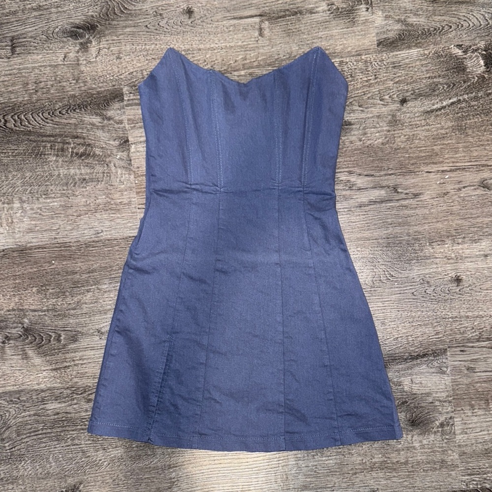 White Fox Blue Strapless Dress Size Small
